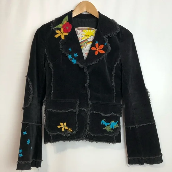 LaClasseCouture black corduroy embroidered blazerM - Picture 4 of 16